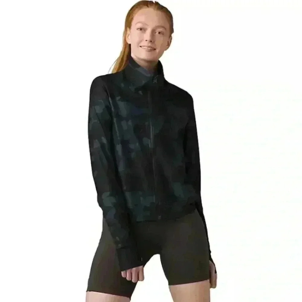 PRANA Layna Black Camouflage Full Zip Relaxed Fit Jacket Womens Size S